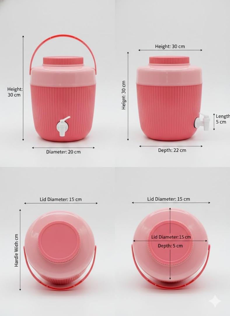 Insulated Water Jug with Tap - 5L Portable Beverage Dispenser (Pink)