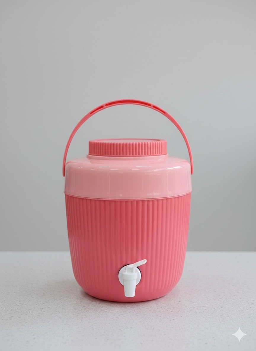 Insulated Water Jug with Tap - 5L Portable Beverage Dispenser (Pink)