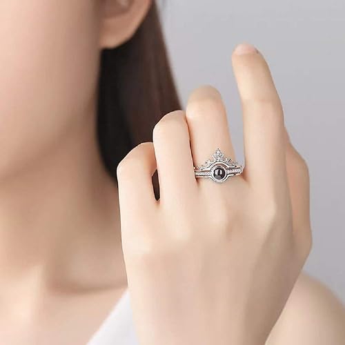 King Crown I Love You Ring in 100 Languages – Rose Gold & Diamonds