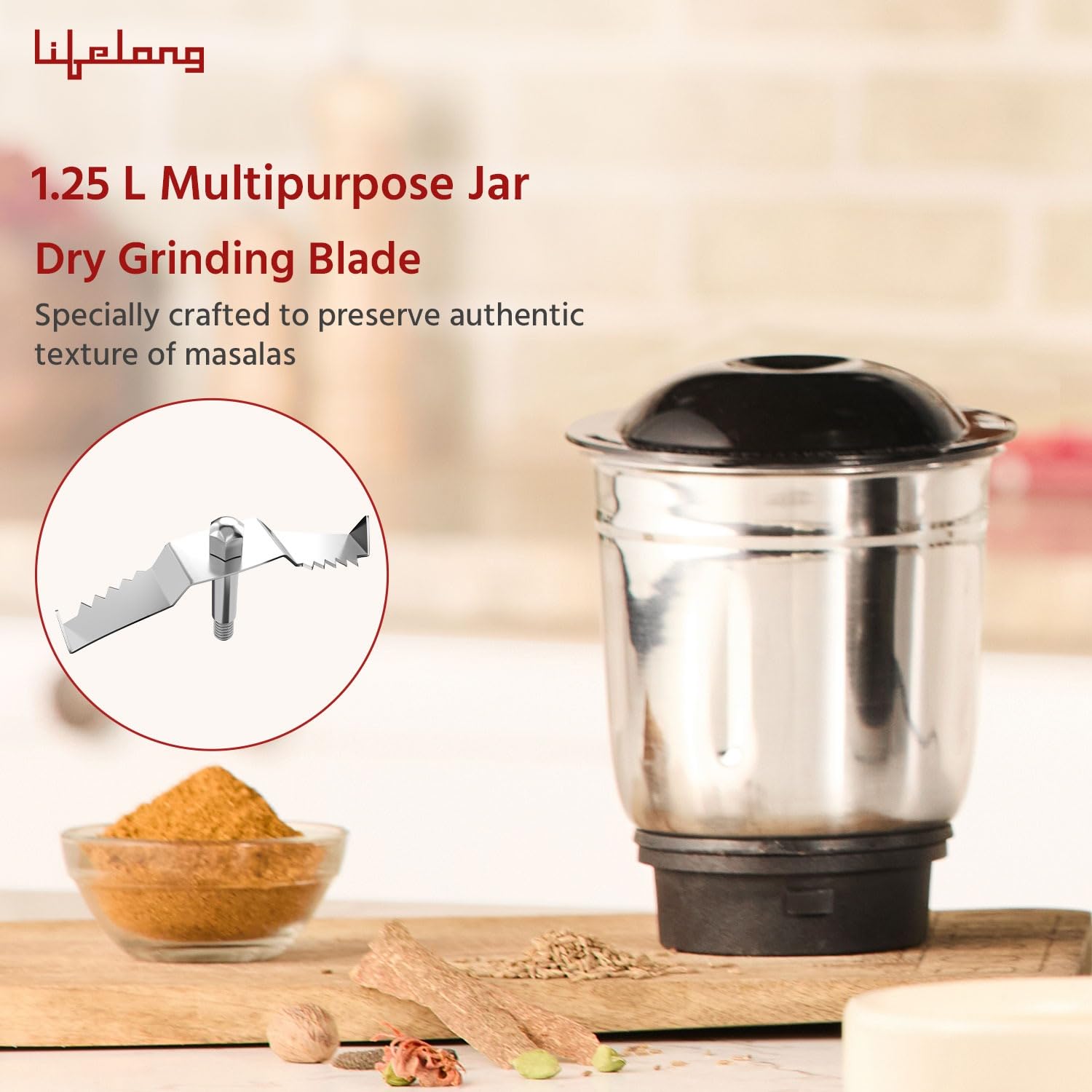 Lifelong LLMG23 Power Pro 500-Watt Mixer Grinder with 3 Jars (Liquidizing, Wet Grinding and Chutney Jar), Stainless Steel blades, 1 Year Warranty (Black)