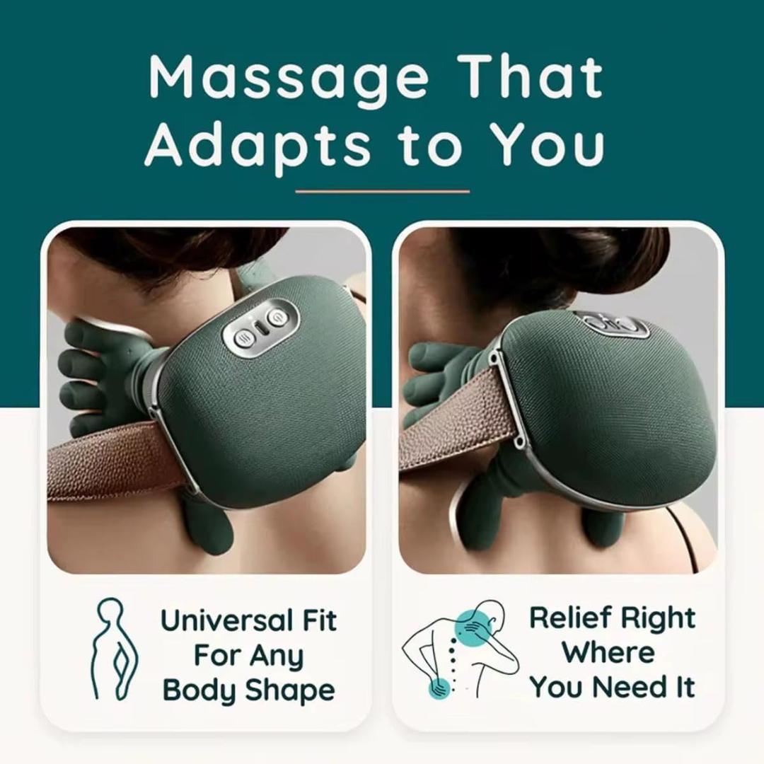 Long Rechargeable Kneading Neck & Shoulder Massager with Heat & Adjustable Strap