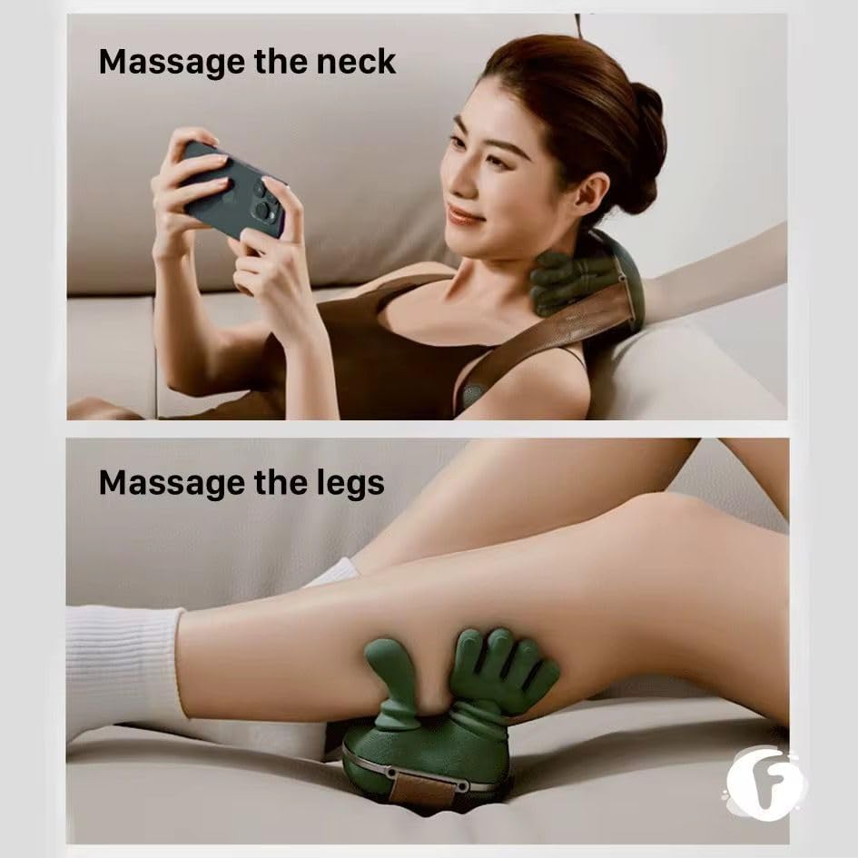 Long Rechargeable Kneading Neck & Shoulder Massager with Heat & Adjustable Strap