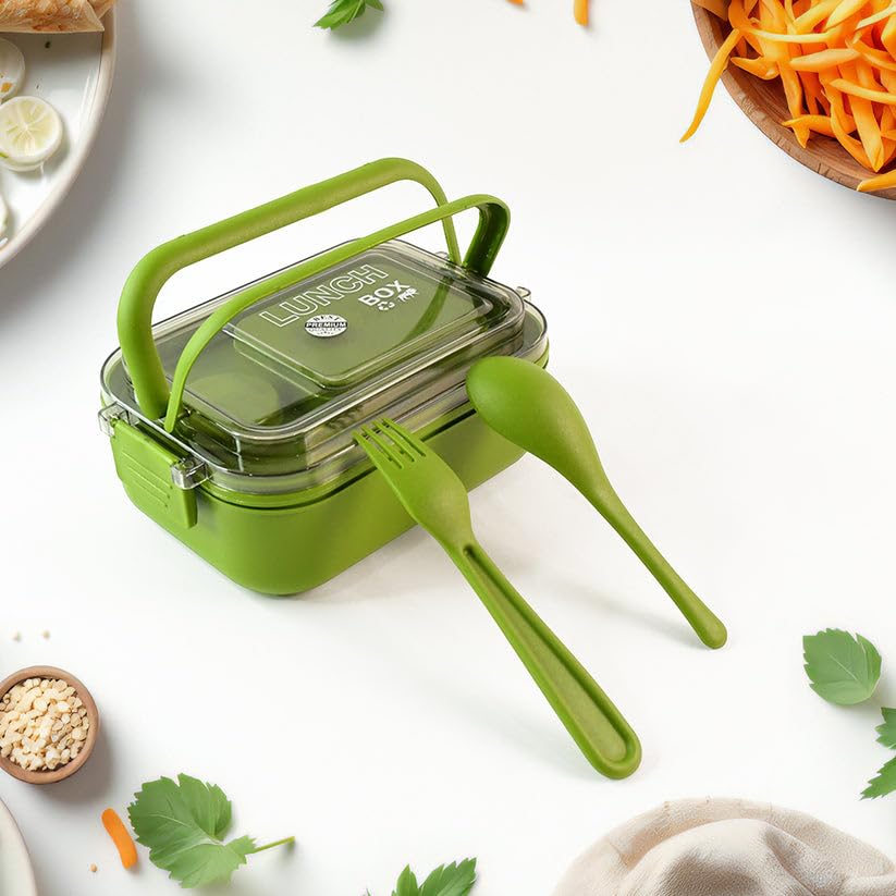 Magic Lunch Box with Leakproof Compartments & Spoon-Fork Set