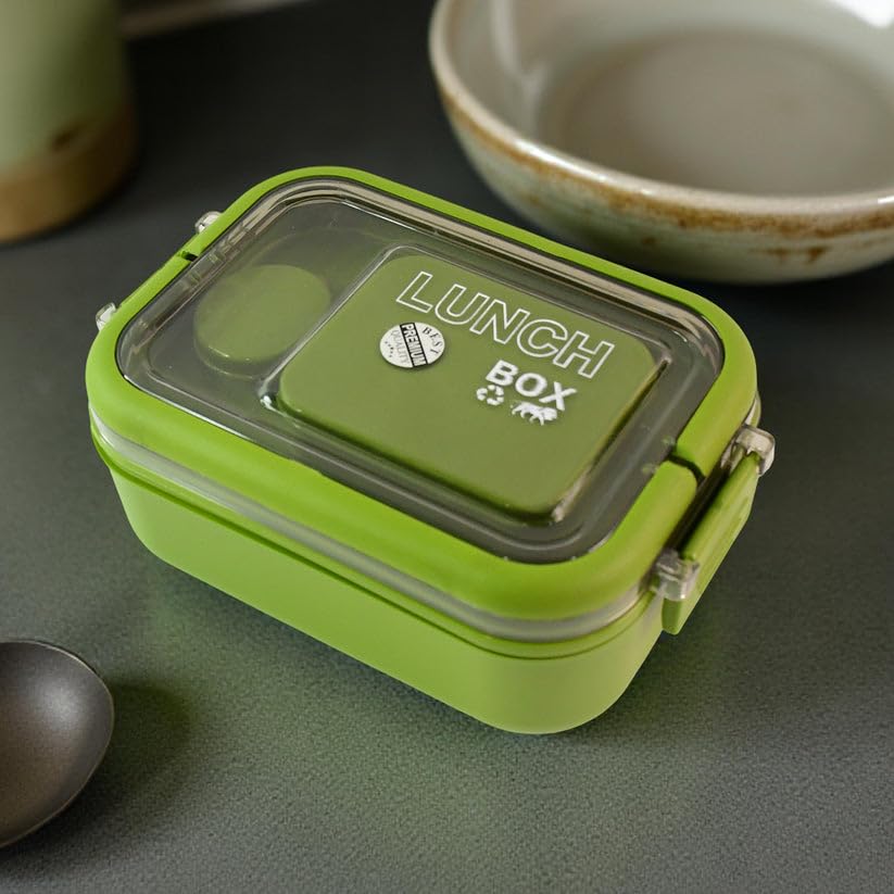 Magic Lunch Box with Leakproof Compartments & Spoon-Fork Set