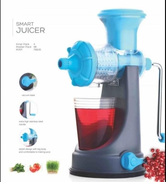 Manual Fruit & Vegetable Juicer with Suction Base - White & Green