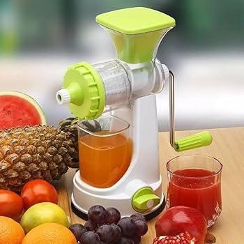 Manual Fruit & Vegetable Juicer with Suction Base - White & Green