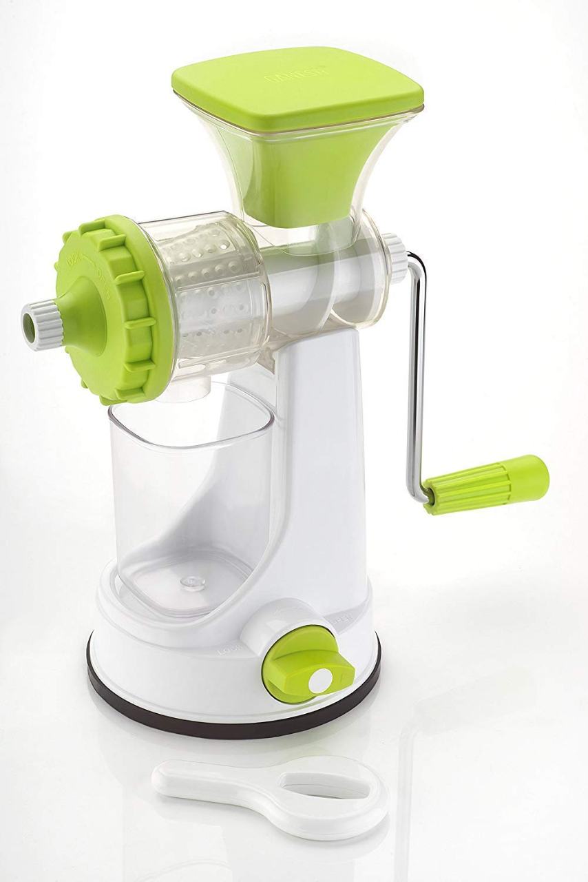 Manual Fruit & Vegetable Juicer with Suction Base - White & Green