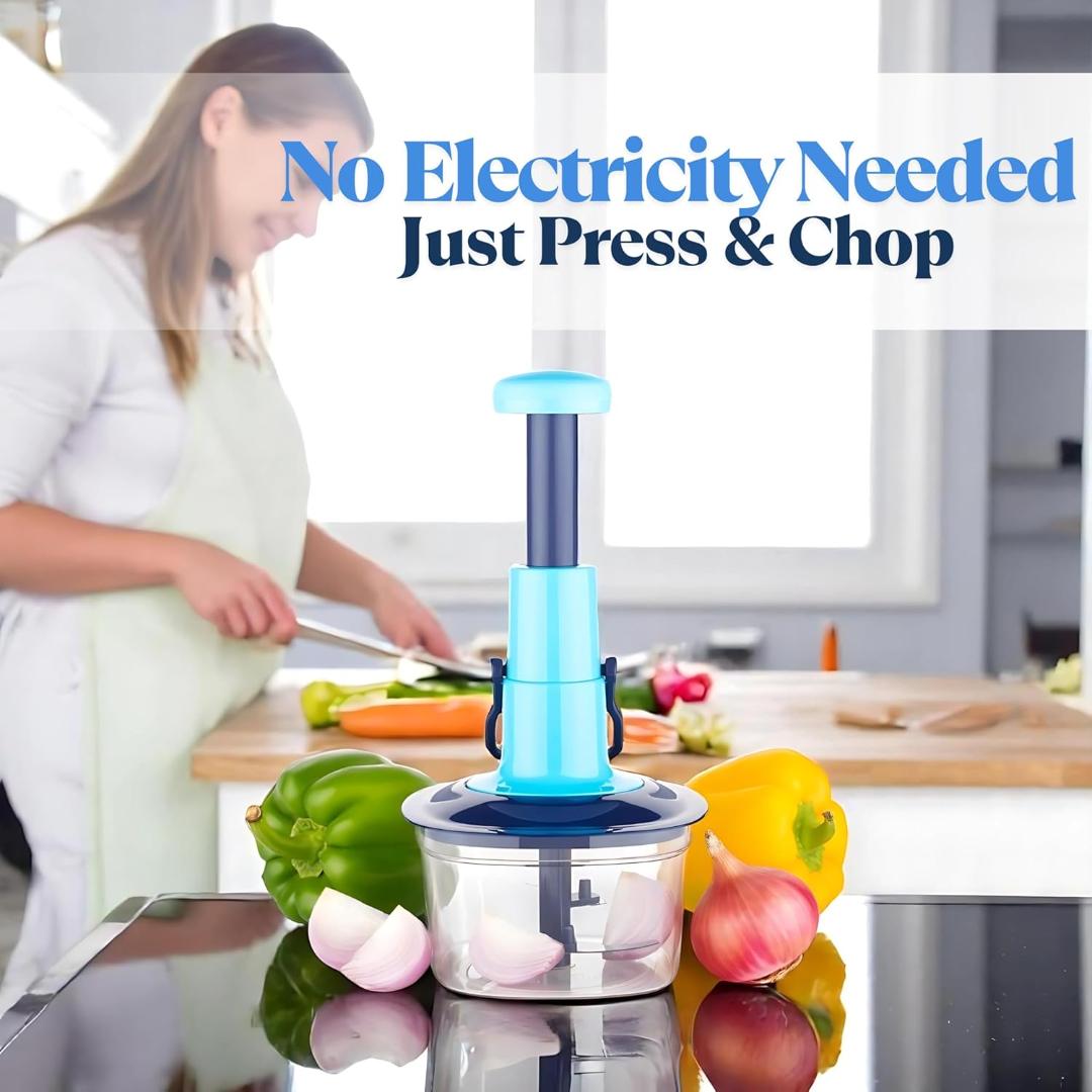 Manual Vegetable Chopper with Push-Down Mechanism