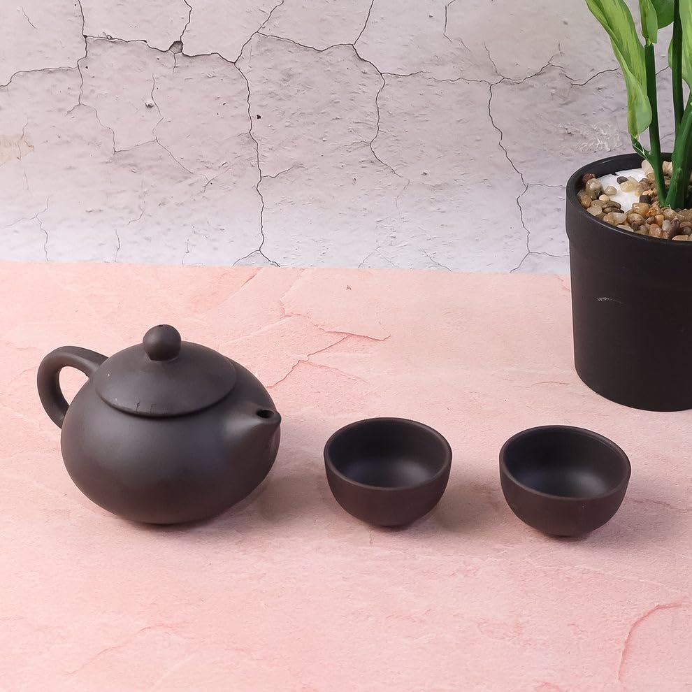 Matte Black Ceramic Tea Set with Teapot & 4 Cups