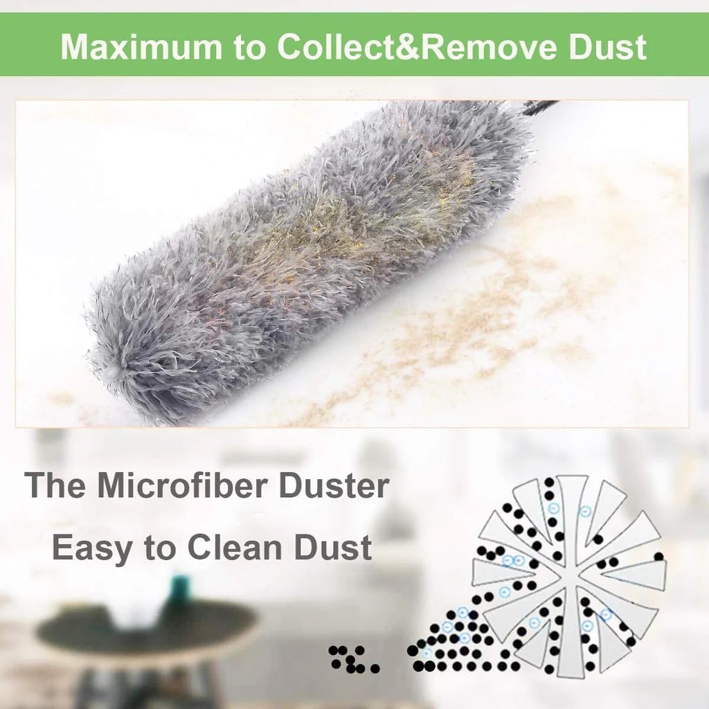 Microfiber Duster with 100-Inch Extendable Handle for High Reach Cleaning