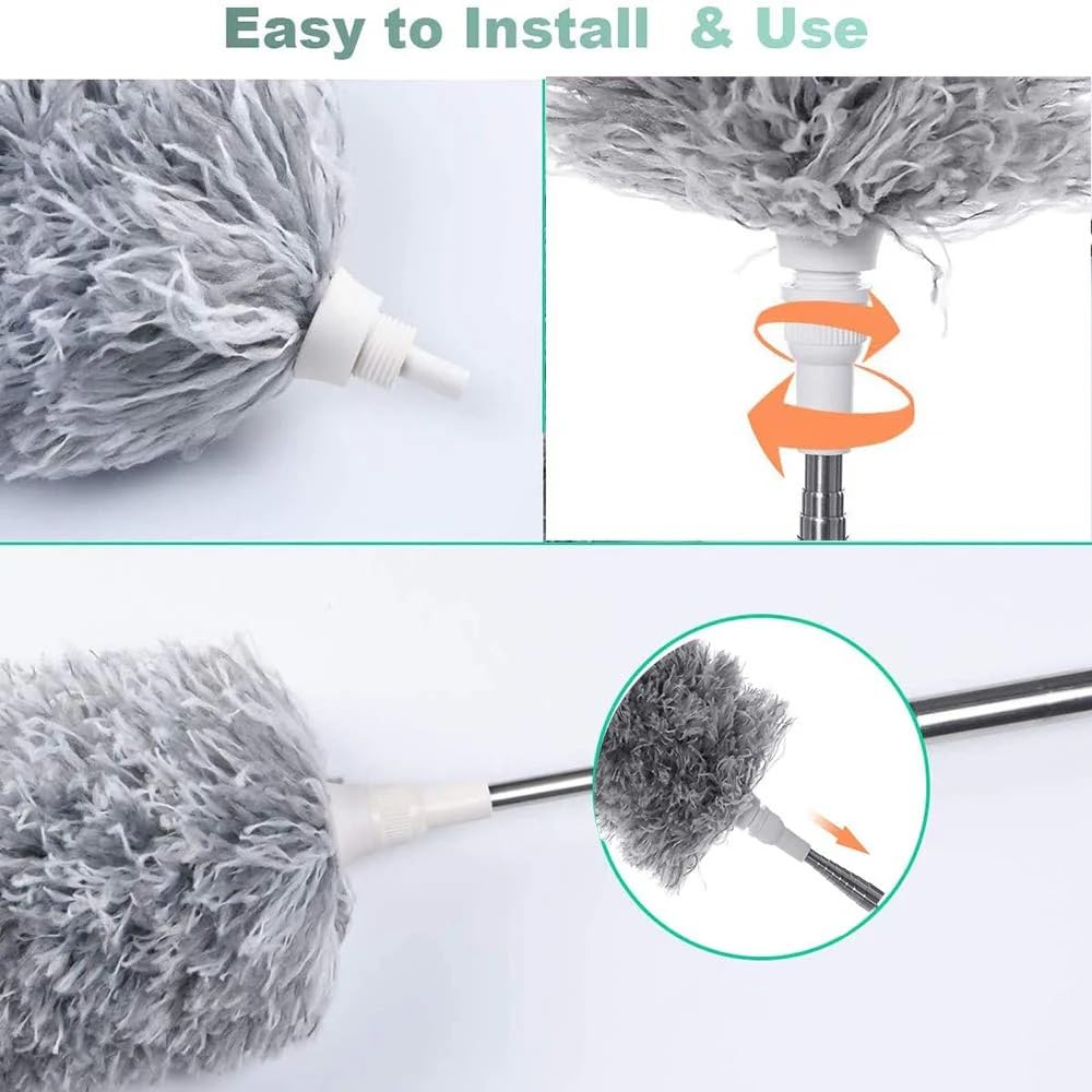 Microfiber Duster with 100-Inch Extendable Handle for High Reach Cleaning