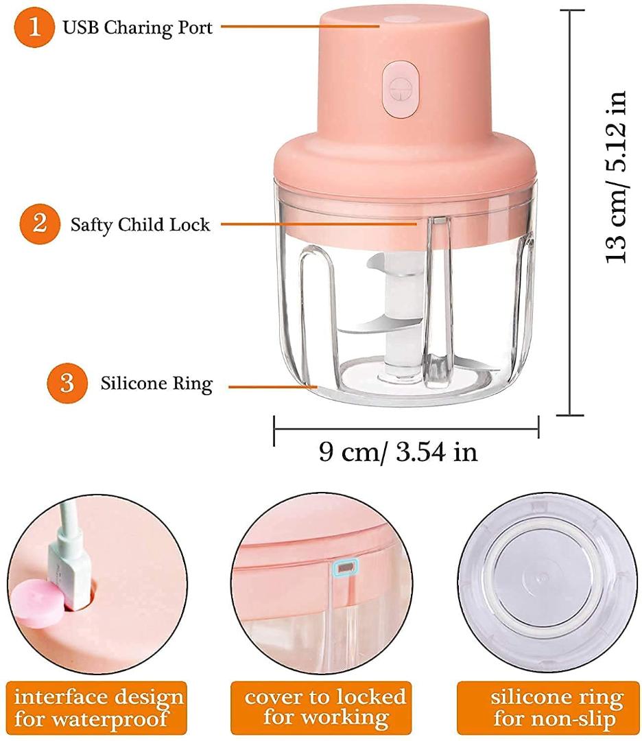 Mini Electric Garlic Chopper - Portable Wireless Food Processor for Kitchen
