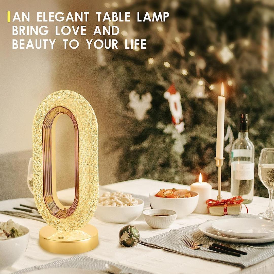Modern Oval Lattice Design LED Table Lamp with 3-Color Dimming