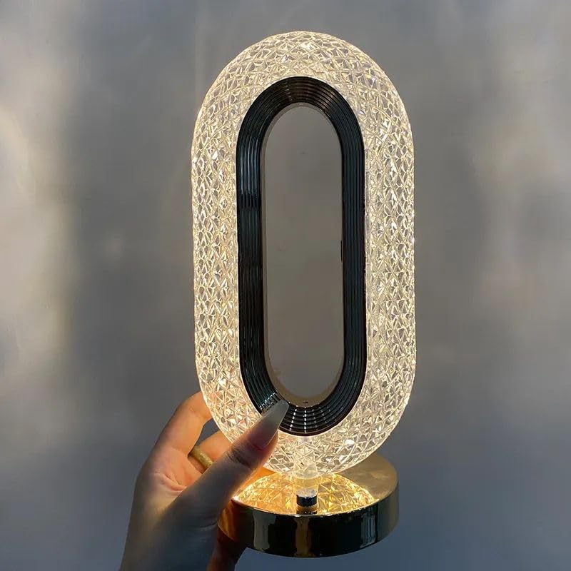 Modern Oval Lattice Design LED Table Lamp with 3-Color Dimming