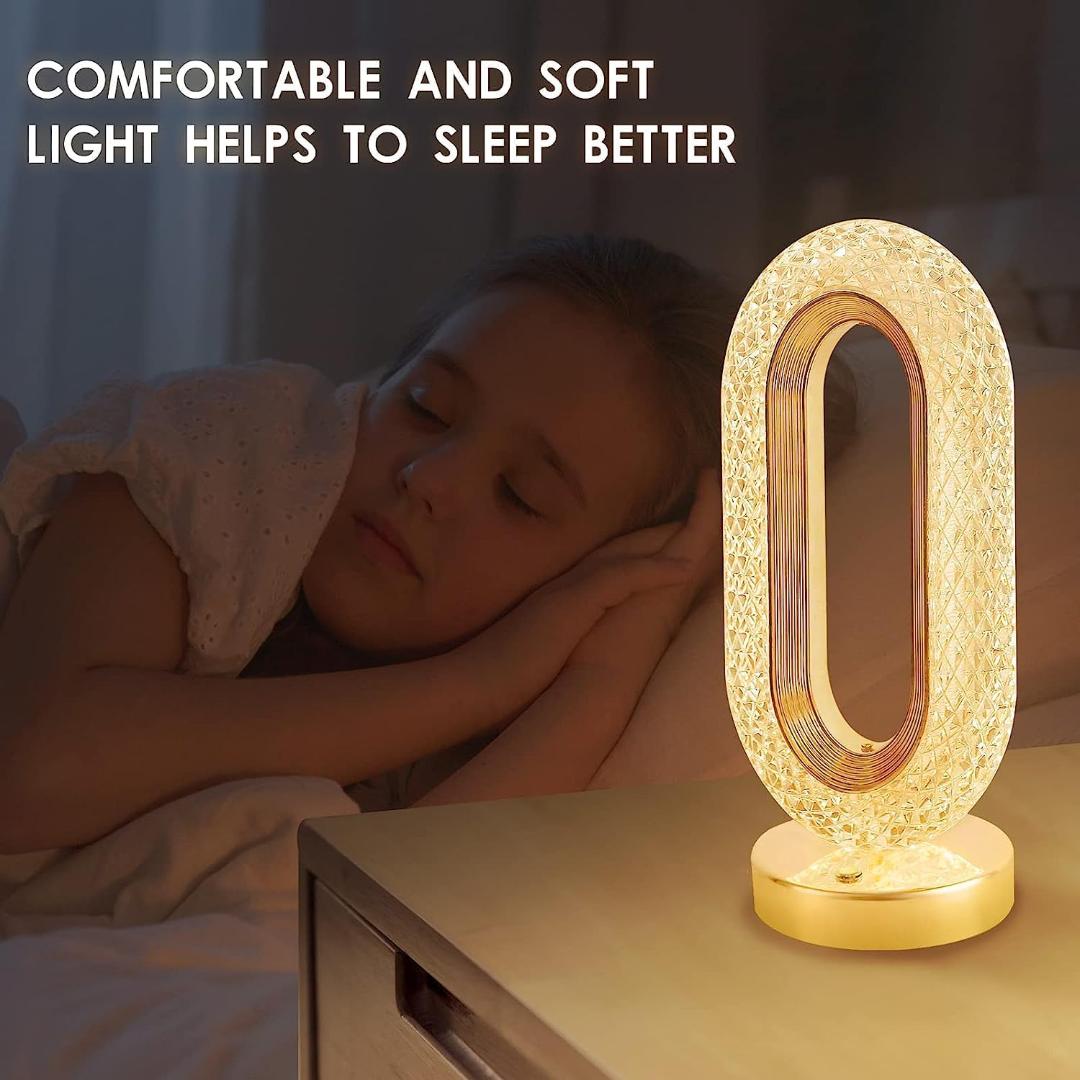 Modern Oval Lattice Design LED Table Lamp with 3-Color Dimming