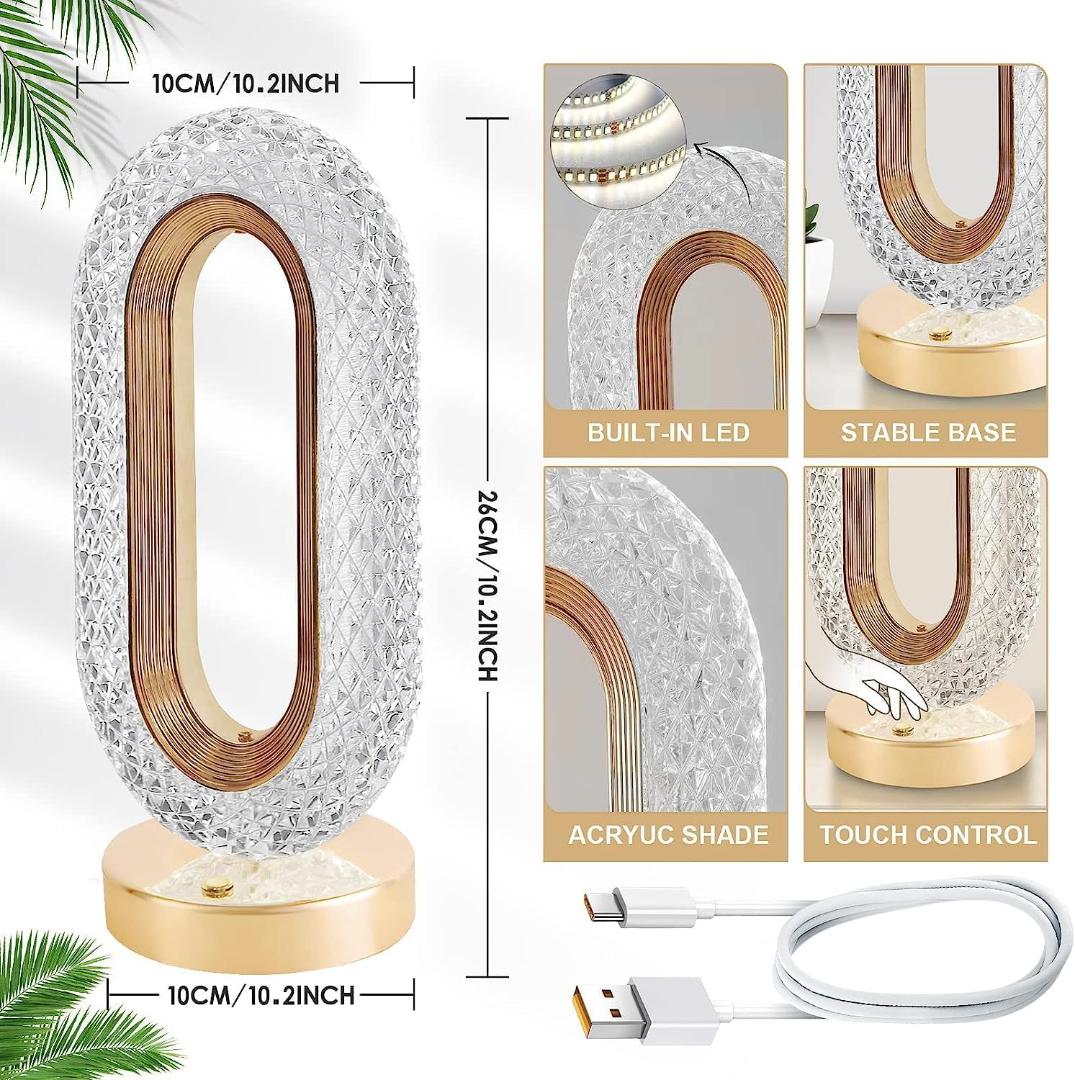 Modern Oval Lattice Design LED Table Lamp with 3-Color Dimming