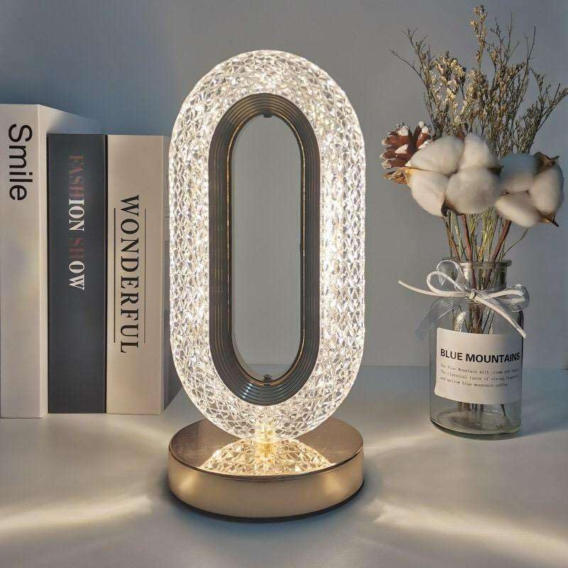 Modern Oval Lattice Design LED Table Lamp with 3-Color Dimming