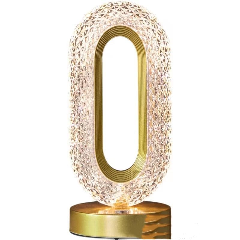 Modern Oval Lattice Design LED Table Lamp with 3-Color Dimming