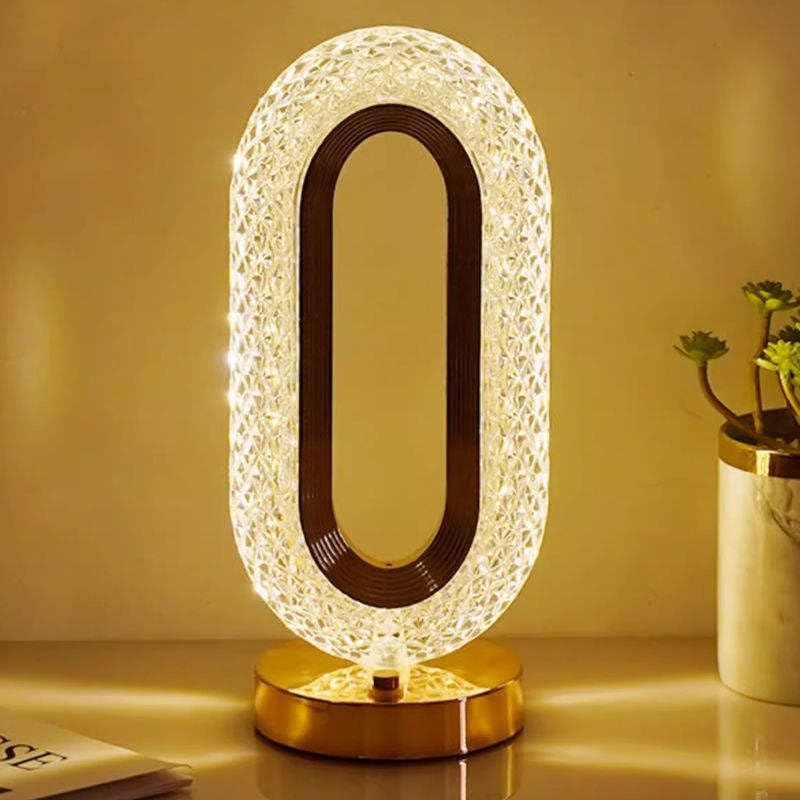 Modern Oval Lattice Design LED Table Lamp with 3-Color Dimming