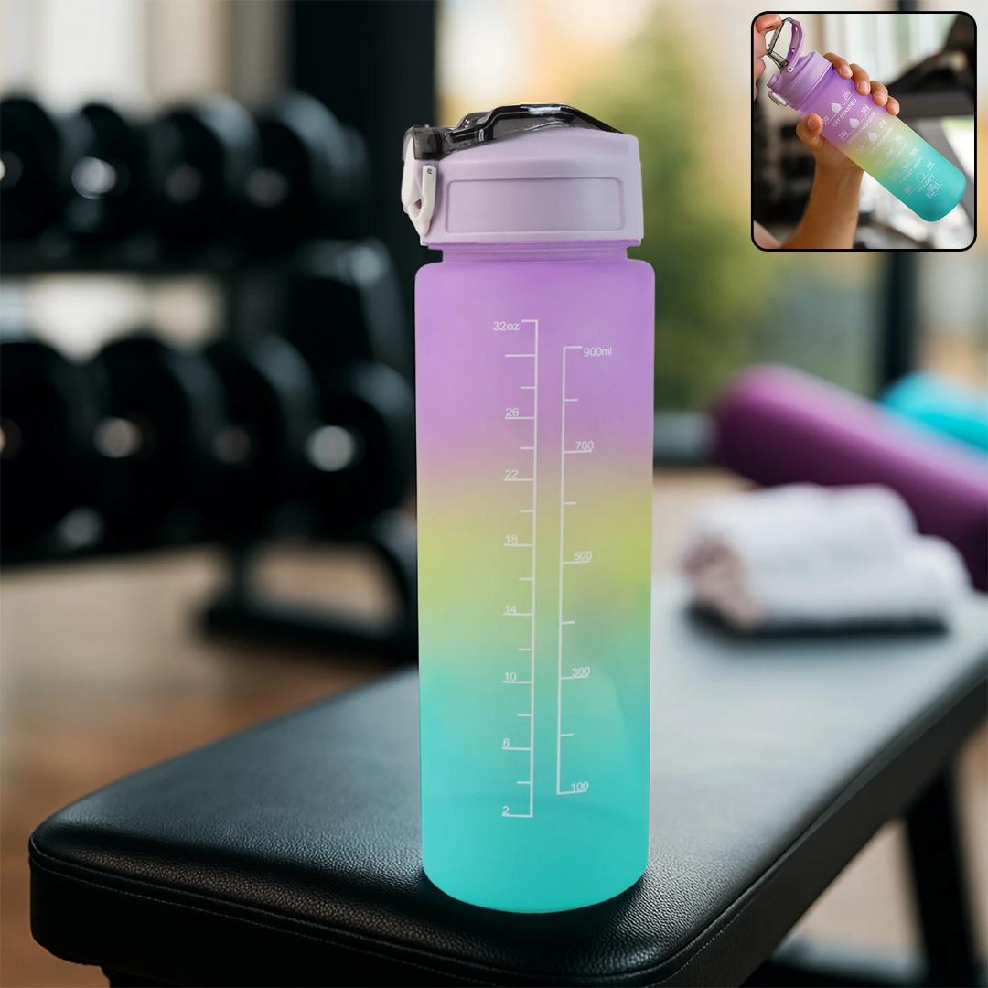 Motivational Water Bottle with Straw & Time Marker - 24cm BPA-Free