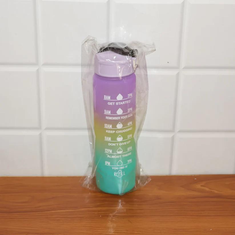 Motivational Water Bottle with Straw & Time Marker - 24cm BPA-Free