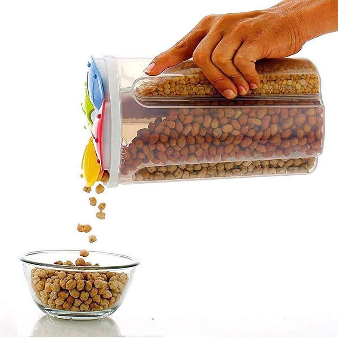 Multi-Compartment Food Storage Container with Colorful Lid - 4 Section Design (20cm Height, 11.5cm Width)