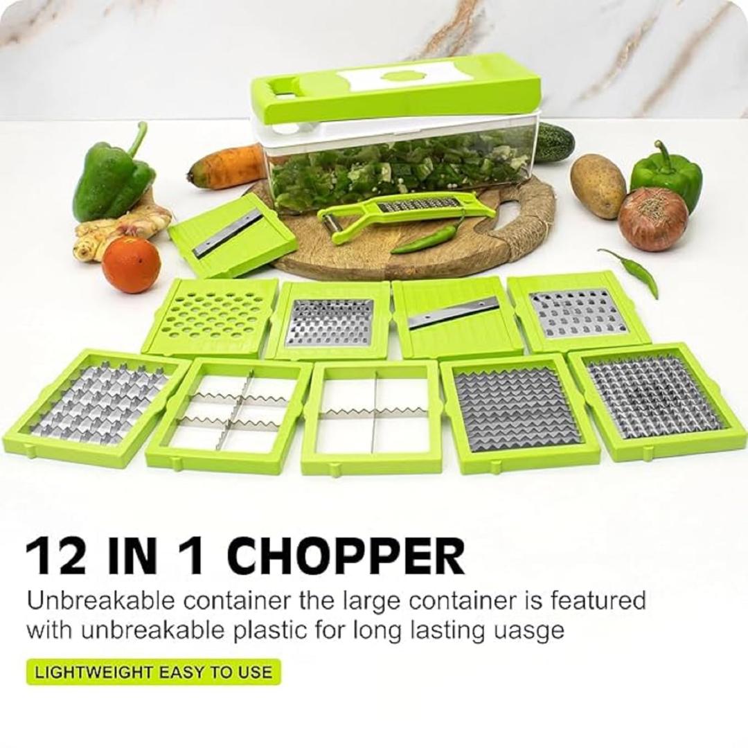 Multi-Function Vegetable Chopper and Slicer Set - Green & White