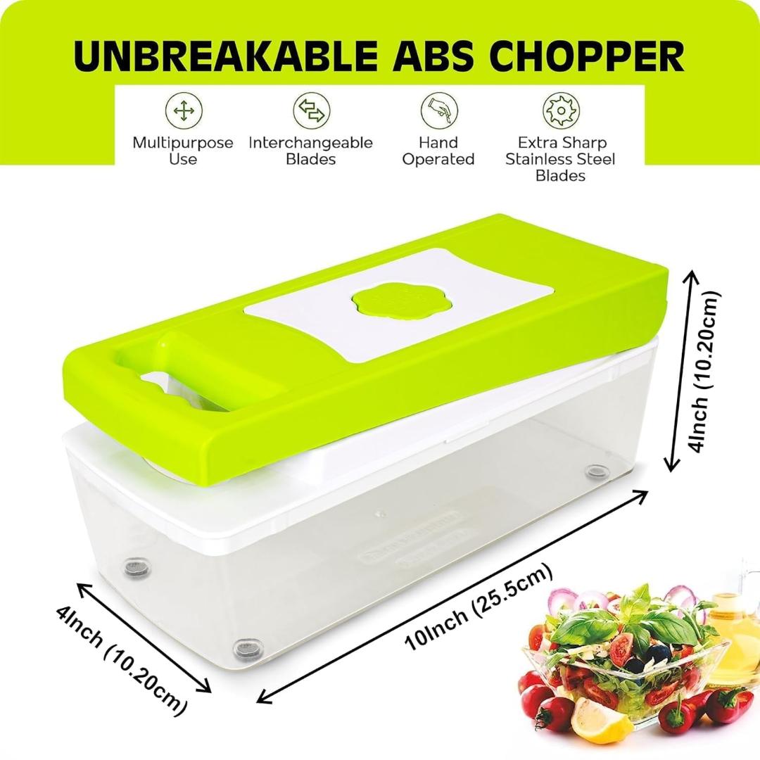 Multi-Function Vegetable Chopper and Slicer Set - Green & White