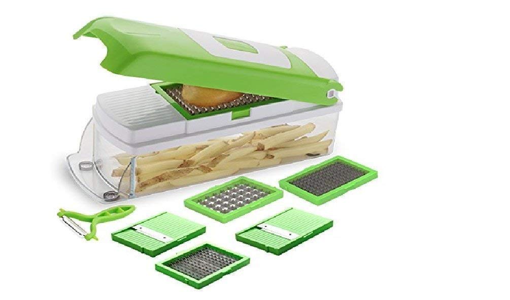 Multi-Function Vegetable Chopper and Slicer Set - Green & White