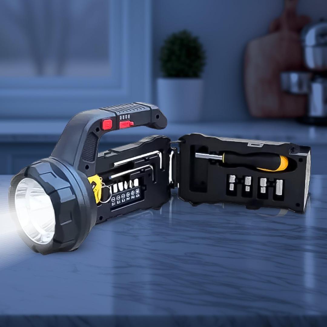 Multi Functional SOS Light with Toolbox & Long Range Torchlight (18W)