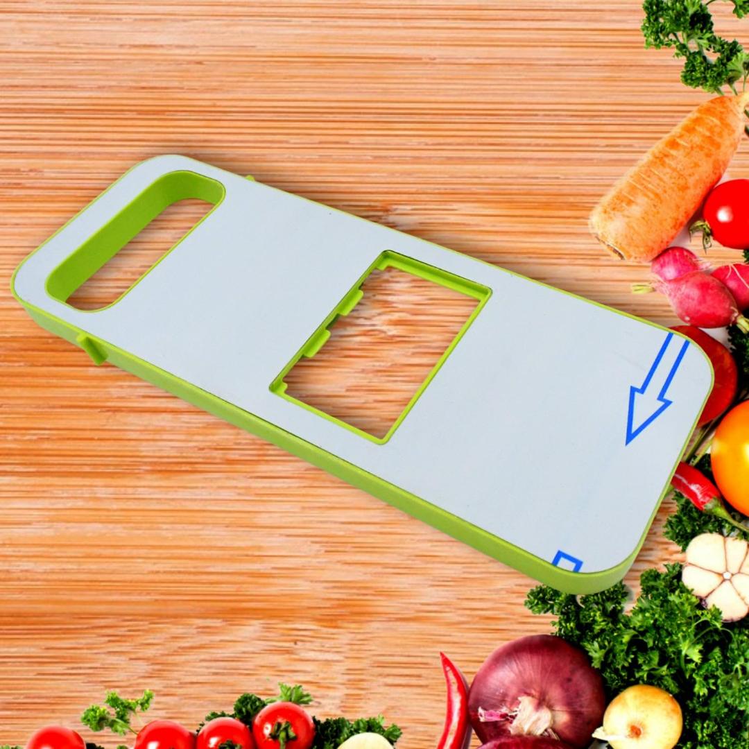 Multi-Functional Vegetable Slicer and Grater with Container - 3-in-1 Kitchen Tool Set (Green & White)