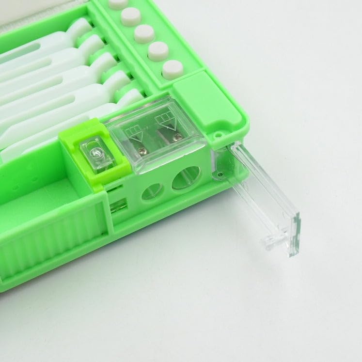 Multifunctional Pencil Case with Calculator and Photo Insert - Green