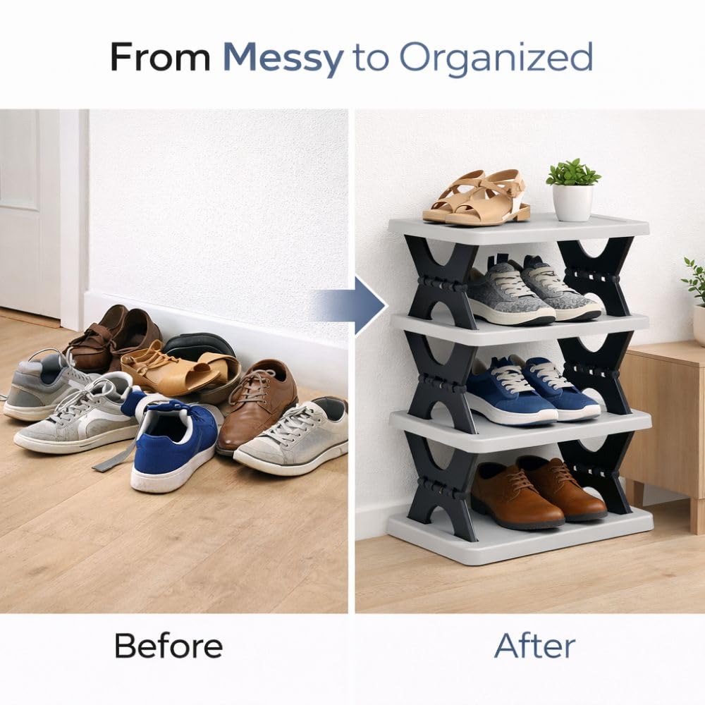 Multipurpose Foldable 4 Layer Storage Rack (1 Pc)