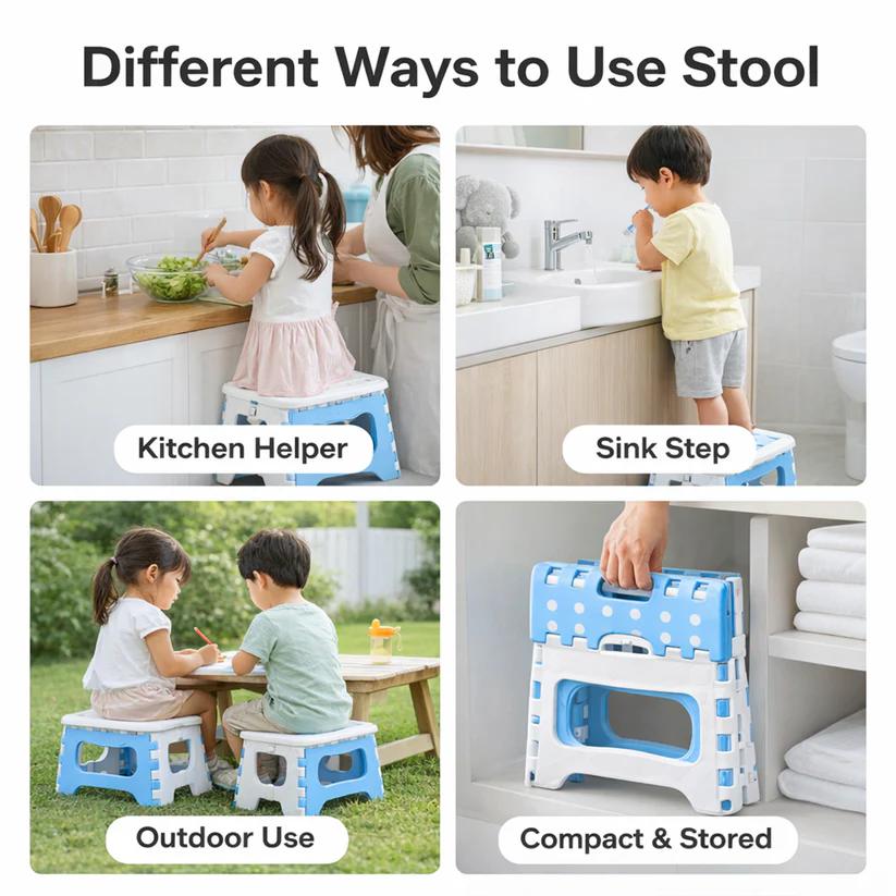 Multipurpose Foldable Step Stool for Kids & Adults - Portable