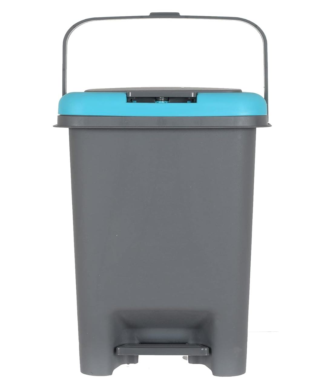 Pedal Dustbin with Lid - Gray & Blue (Step-On Trash Can)
