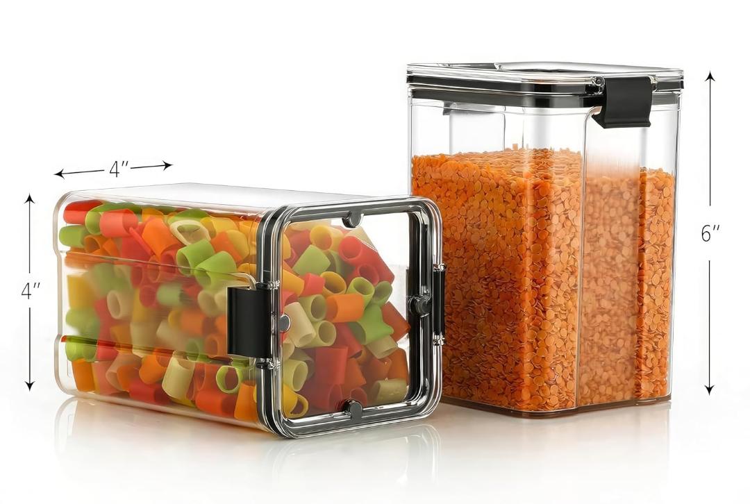 Plastic Multipurpose Kitchen Storage Containers with Airtight Lids - 6 Pc, 1200 ML