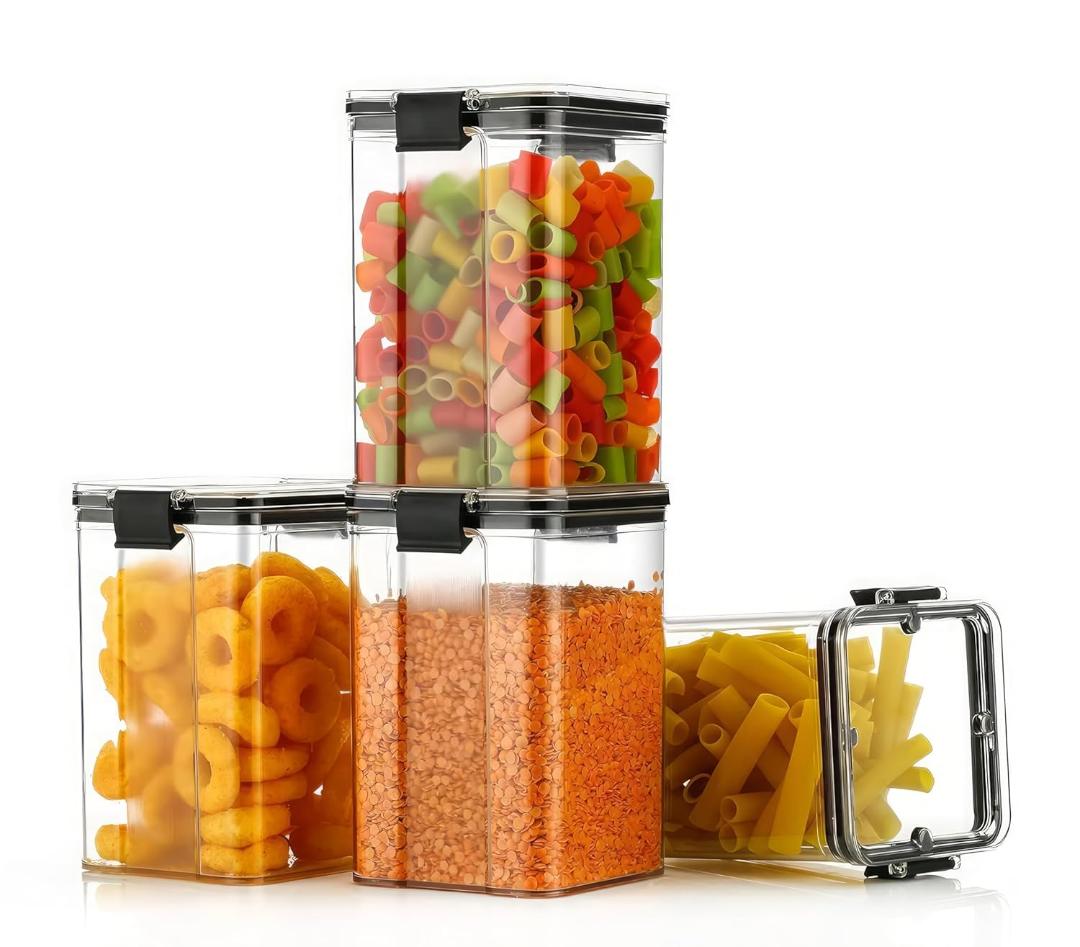 Plastic Multipurpose Kitchen Storage Containers with Airtight Lids - 6 Pc, 1200 ML