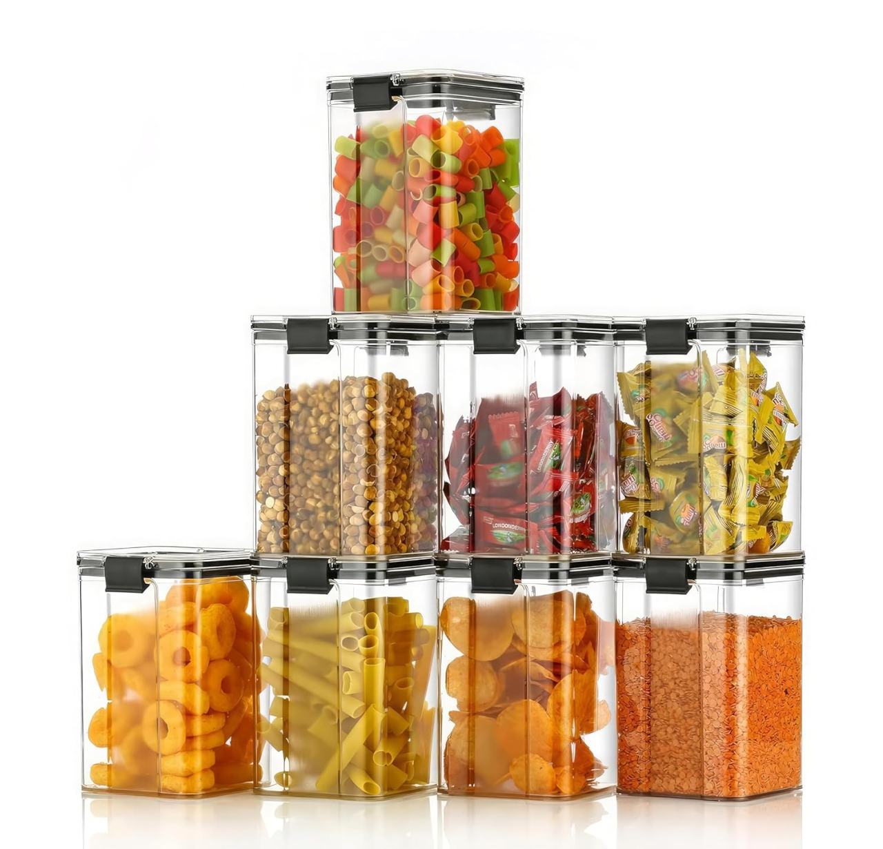 Plastic Multipurpose Kitchen Storage Containers with Airtight Lids - 6 Pc, 1200 ML