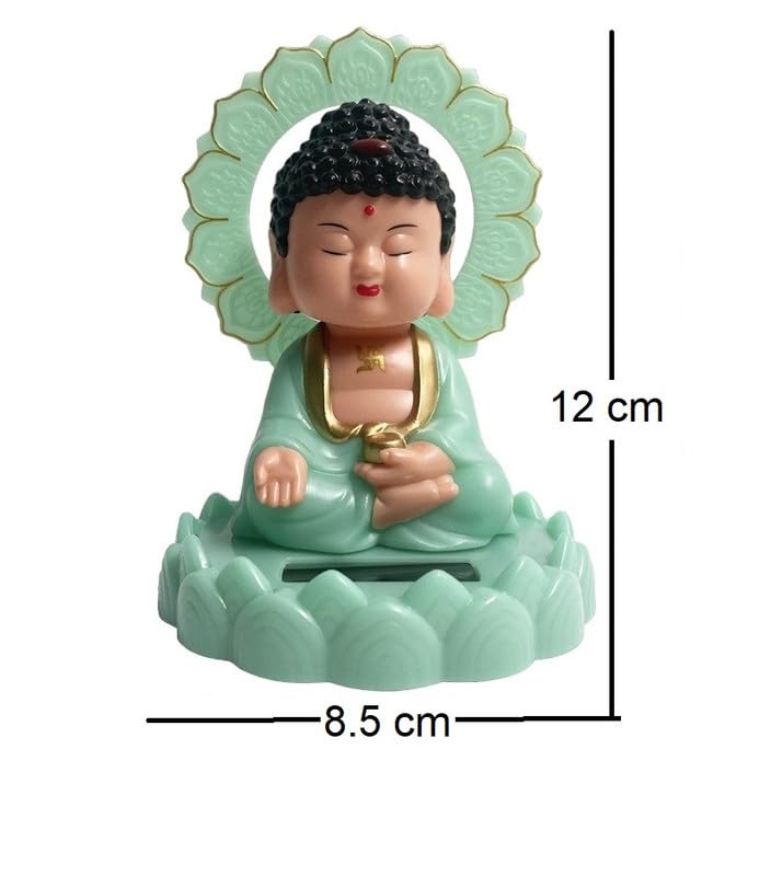 Plastic Solar Powered Moving Head Sitting Action Buddha Statue (1 Pc / Mix Color)