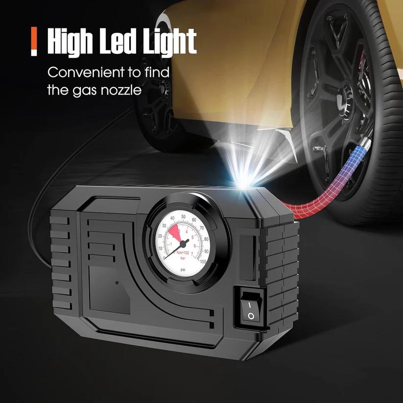 Portable 12V Tire Inflator Air Compressor for Car & Bike