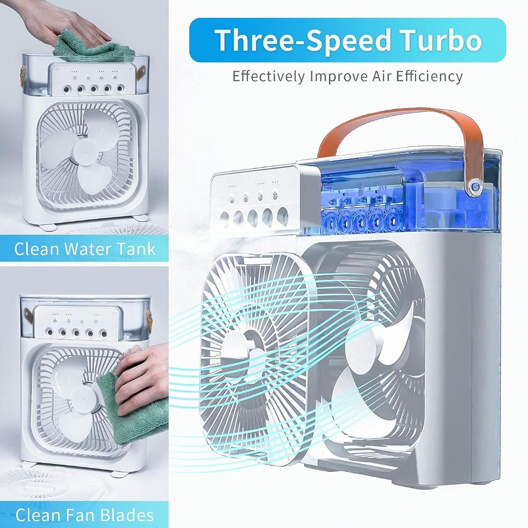 Portable Evaporative Air Cooler with 600ML Water Tank, 5 Mist Vents & Timer Function