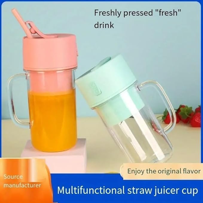 Portable Fruit Infuser Smoothie Cup with Sea Turtle Strainer Filter - 400ml Travel Blender Bottle with Straw