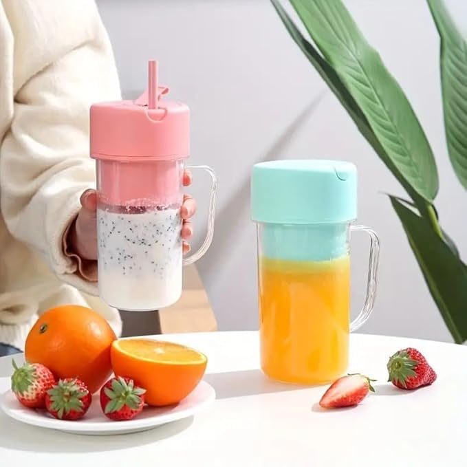 Portable Fruit Infuser Smoothie Cup with Sea Turtle Strainer Filter - 400ml Travel Blender Bottle with Straw
