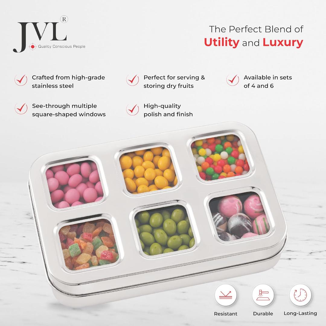 Premium Stainless Steel Masala & Dry Fruit Storage Dabba with 9 Compartments