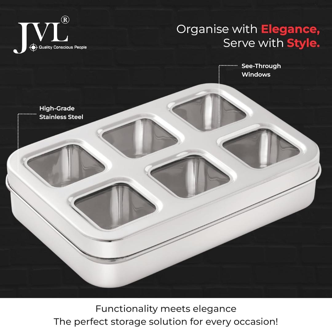 Premium Stainless Steel Masala & Dry Fruit Storage Dabba with 9 Compartments