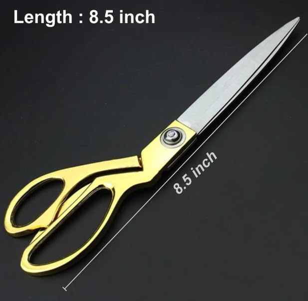 Professional Tailor Scissors with Gold Handles - Sharp Stainless Steel Blades for Fabric Cutting
