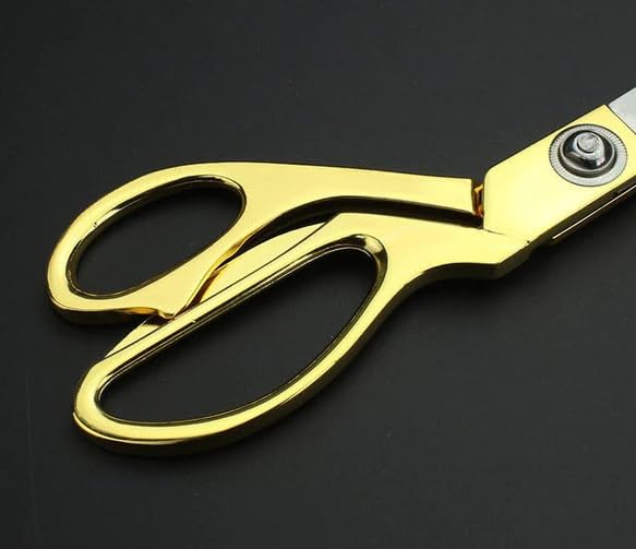 Professional Tailor Scissors with Gold Handles - Sharp Stainless Steel Blades for Fabric Cutting