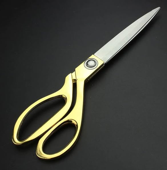 Professional Tailor Scissors with Gold Handles - Sharp Stainless Steel Blades for Fabric Cutting