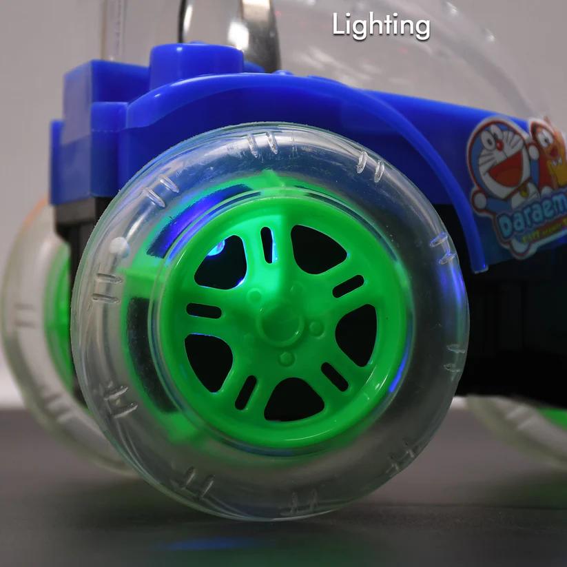 Rechargeable 360° Stunt Remote Control Car with 3D Lights & Music for Kids