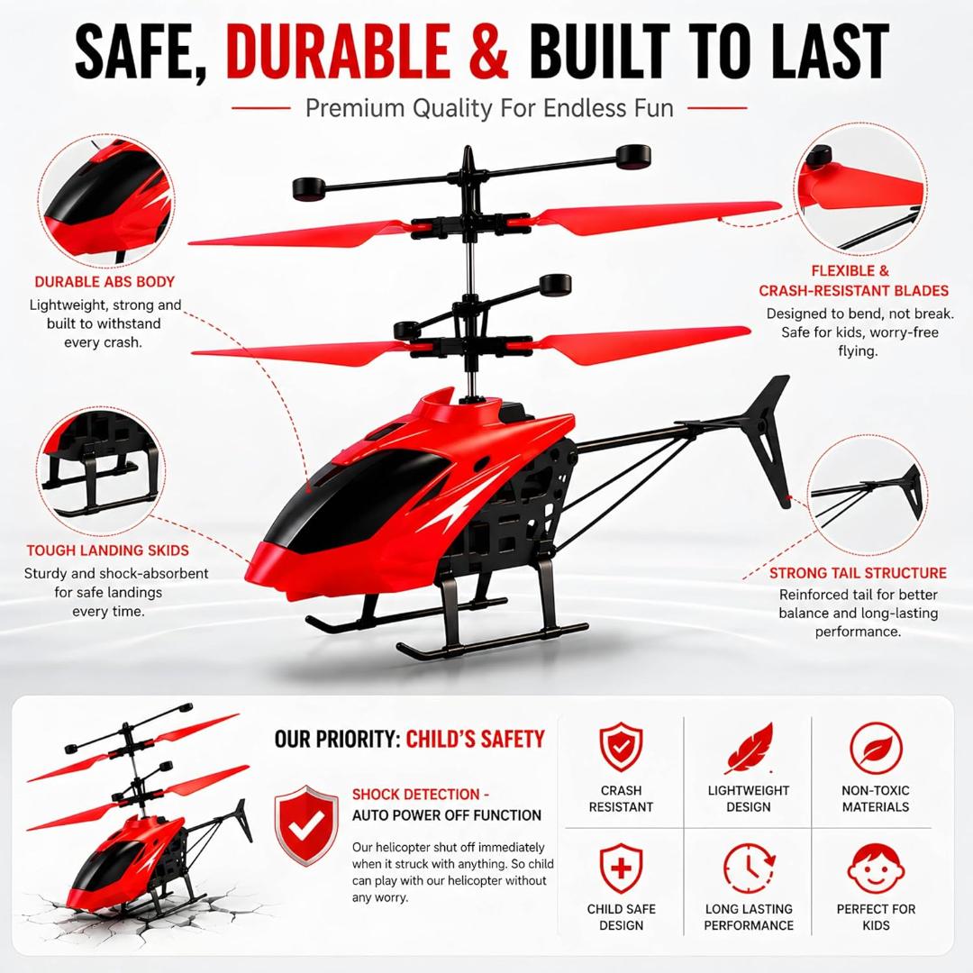 Remote Control Flying Helicopter Toy for Kids - Inductive & Gesture Sensing